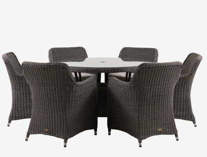ASCOT 6 Seater Round Outdoor Dining Set