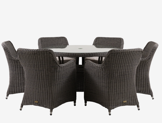 ASCOT 6 Seater Round Outdoor Dining Set