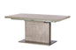 PETRA 160–220cm Extending Dining Table – Concrete Effect with Brushed Steel Base