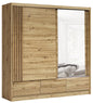CANADA 150cm Sliding Wardrobe |  Artisan Oak with Mirror & Drawers
